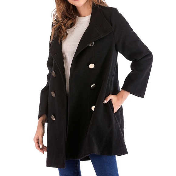 Jackets & Blazers - New double breasted peacoat black